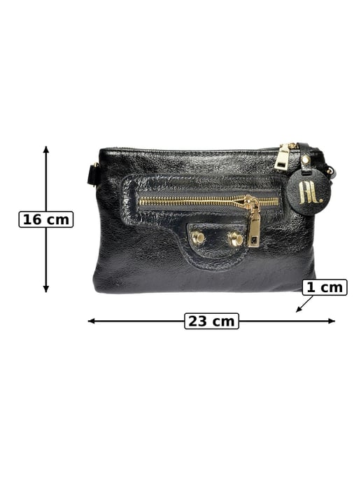 Anna Luchini Schwarz Rindsledertasche - Image 6