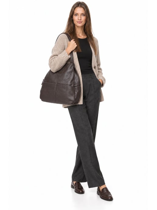 Anna Luchini Kastanienbraun Rindsledertasche - Image 6