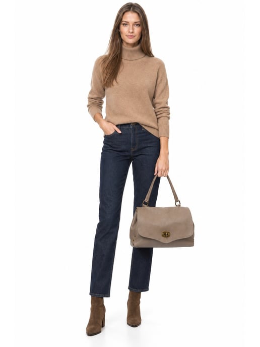 Anna Luchini Beige Rindsledertasche - Image 6