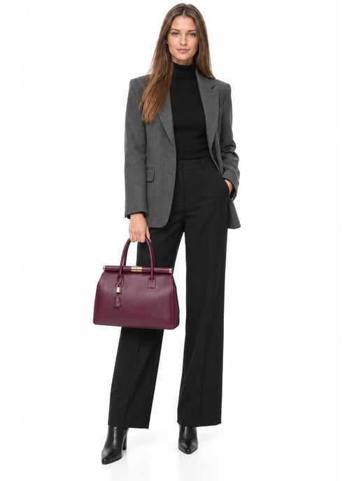 Anna Luchini Weinfarbe Rindsledertasche - Image 6