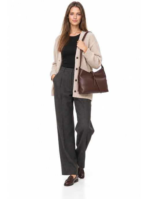 Anna Luchini Kastanienbraun Rindsledertasche - Image 6