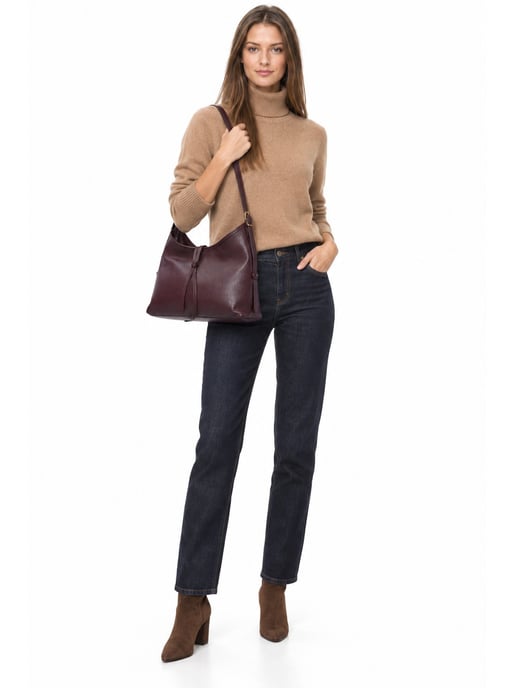 Anna Luchini Weinfarbe Rindsledertasche - Image 6