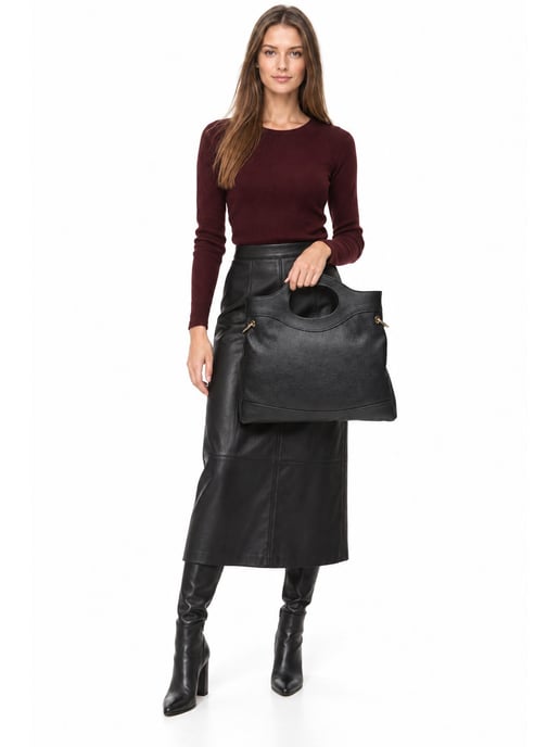 Anna Luchini Schwarz Rindsledertasche - Image 6