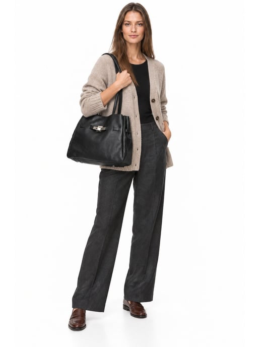 Anna Luchini Schwarz Rindsledertasche - Image 6