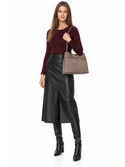 Anna Luchini Beige Rindsledertasche - Image 6