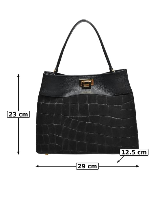Anna Luchini Schwarz Rindsledertasche - Image 5