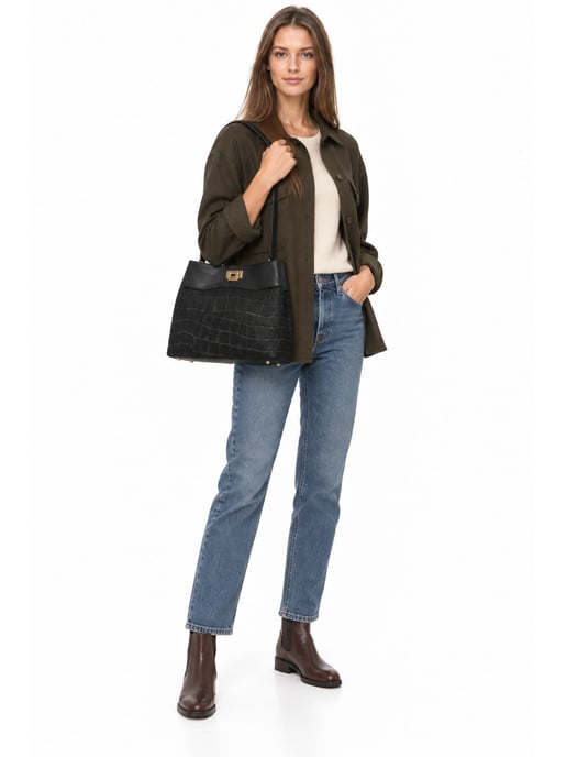 Anna Luchini Schwarz Rindsledertasche - Image 6