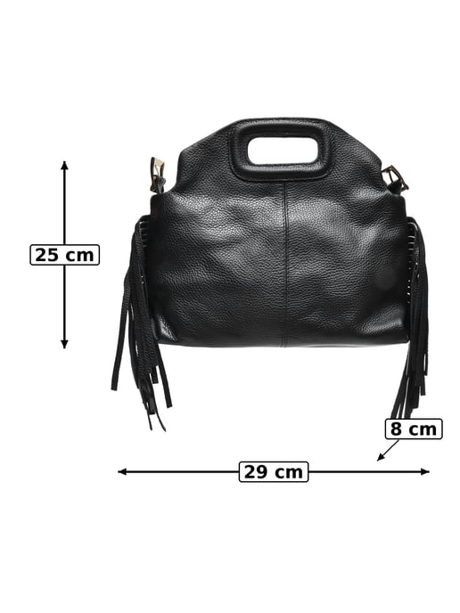 Anna Luchini Schwarz Rindsledertasche - Image 5