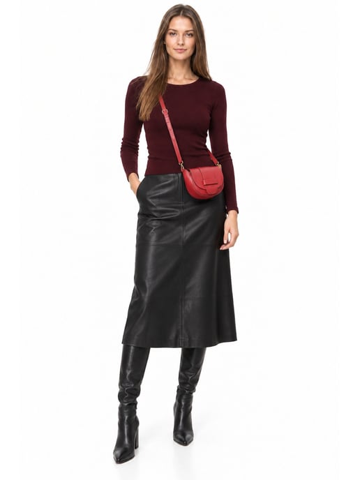 Anna Luchini Rot Rindsledertasche - Image 6