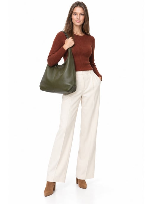 Anna Luchini Khaki Rindsledertasche - Image 6