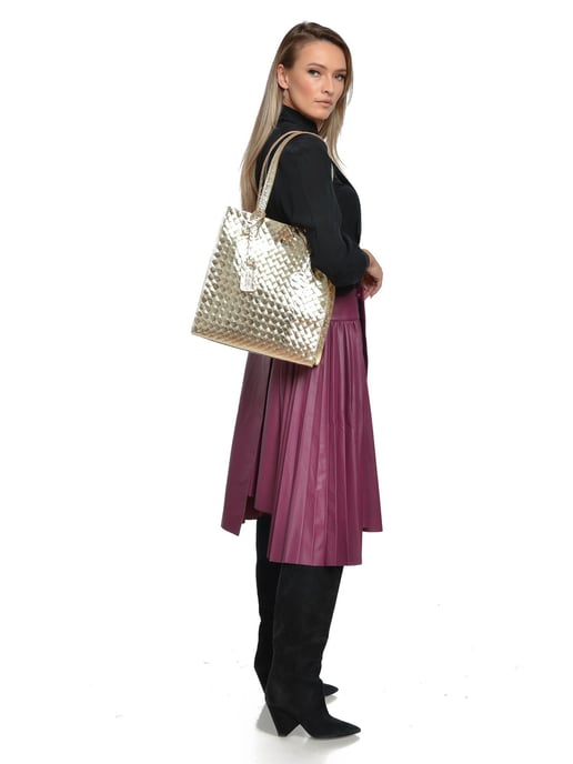 Anna Luchini Gold Rindsledertasche - Image 5