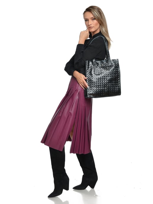 Anna Luchini Schwarz Rindsledertasche - Image 5