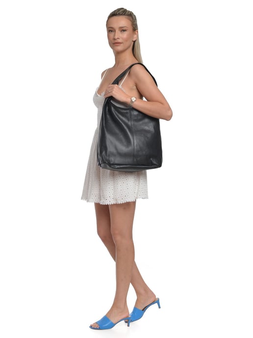 Anna Luchini Schwarz Rindsledertasche - Image 5