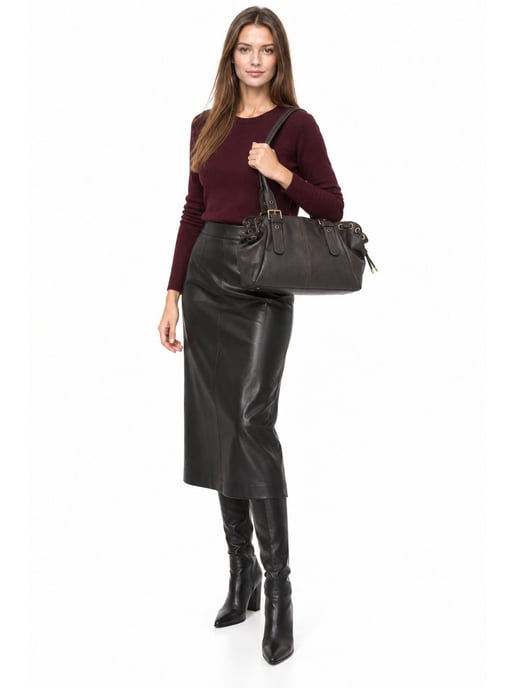 Anna Luchini Kastanienbraun Rindsledertasche - Image 4