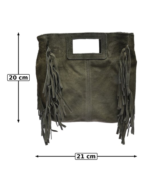 Anna Luchini Khaki Rindsledertasche - Image 5
