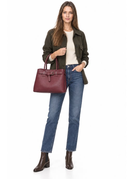 Anna Luchini Weinfarbe Rindsledertasche - Image 6
