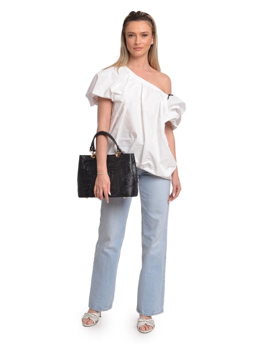 Anna Luchini Schwarz Rindsledertasche - Image 5