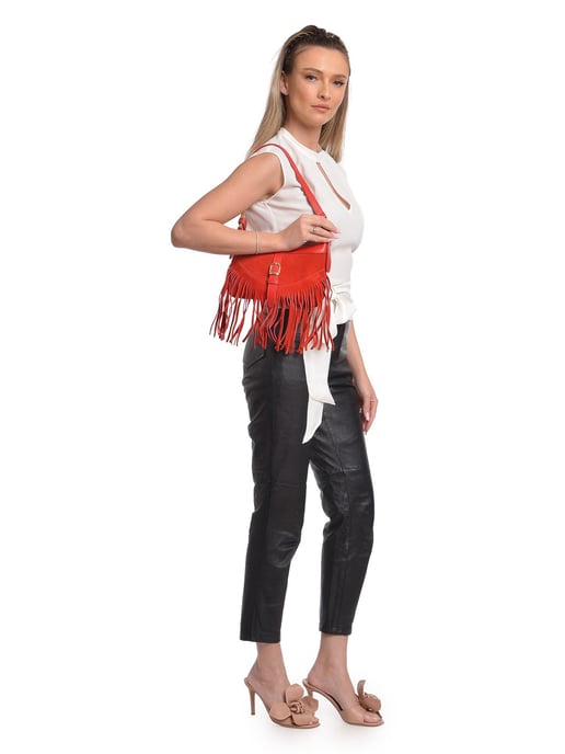 Anna Luchini Rot Rindsledertasche - Image 5