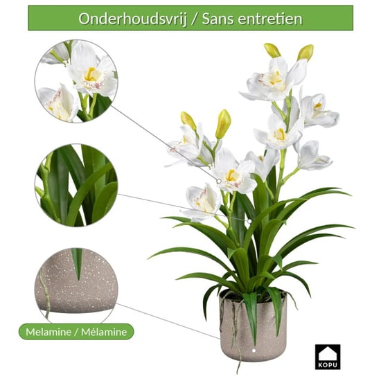 Kopu ® künstliche Orchidee 58 cm – im grauen Melamintopf Cymbidium - Image 3
