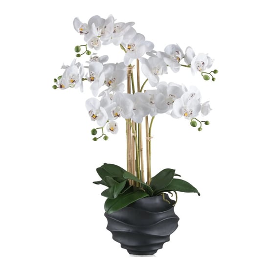 Kopu ® Kunstorchidee 70 cm – 5 Zweige schwarzer Topf Phalaenopsis - Image 1