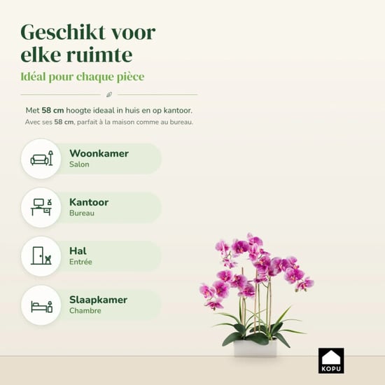 Kopu ® künstliche Orchidee 58 cm – 3 Stängel weißer Pflanzkasten Phalaenopsis - Image 3