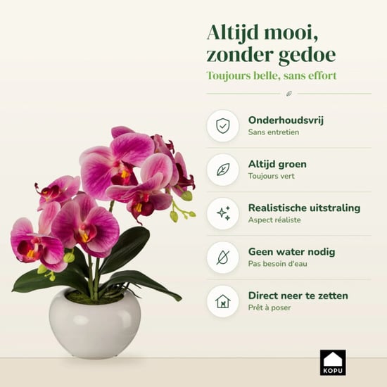 Kopu ® künstliche Orchidee 35 cm – weißer Topf Phalaenopsis - Image 6
