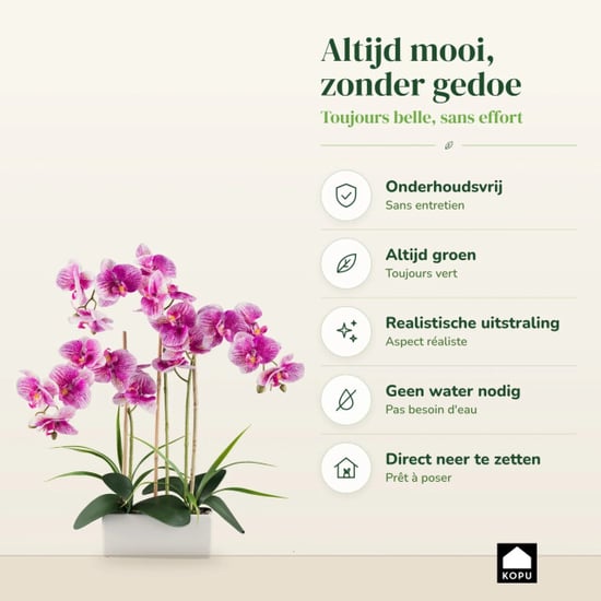 Kopu ® künstliche Orchidee 58 cm – 3 Stängel weißer Pflanzkasten Phalaenopsis - Image 5