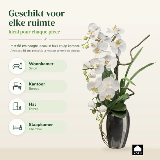 Kopu ® Kunstorchidee 68 cm – Phalaenopsis in silberfarbener Vase - Image 4
