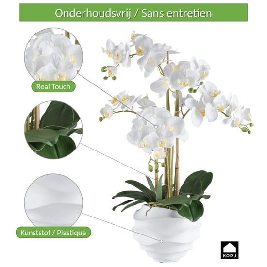 Kopu ® künstliche Orchidee 70 cm – 5 Zweige im Topf Phalaenopsis - Image 6