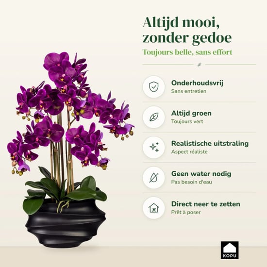 Kopu ® Kunstorchidee 75 cm – schwarze Vase Phalaenopsis - Image 4
