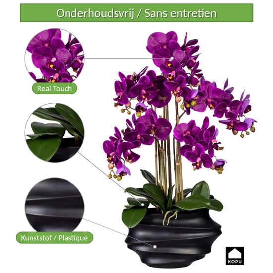 Kopu ® Kunstorchidee 75 cm – schwarze Vase Phalaenopsis - Image 5