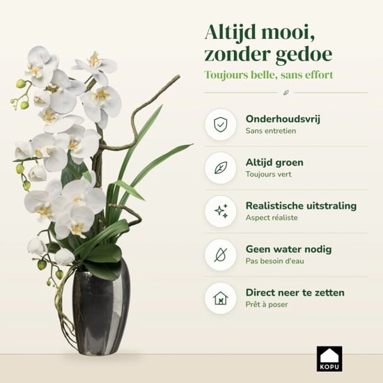Kopu ® Kunstorchidee 68 cm – Phalaenopsis in silberfarbener Vase - Image 6
