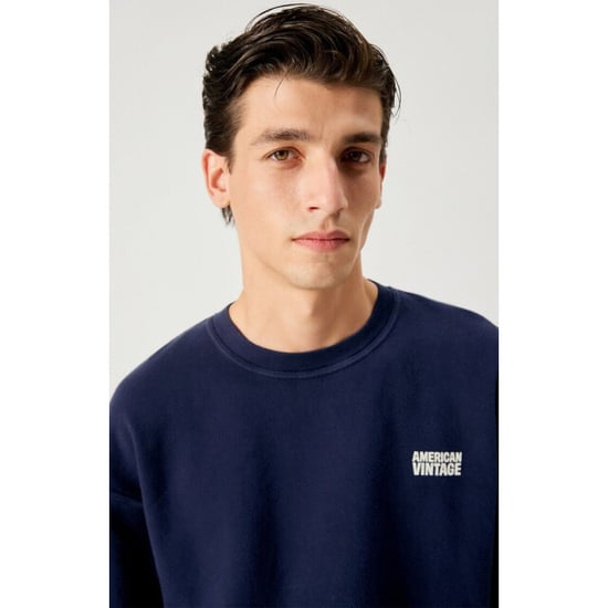 American Vintage Mpli03b Plizzy Navy Sweatshirt - Image 2