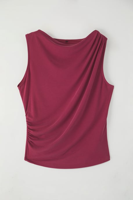 TRENDYOLMİLLA Damen Bordeaux Einfarbig Ärmellos Regular Fit Blusen - Image 4