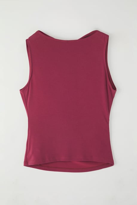 TRENDYOLMİLLA Damen Bordeaux Einfarbig Ärmellos Regular Fit Blusen - Image 5