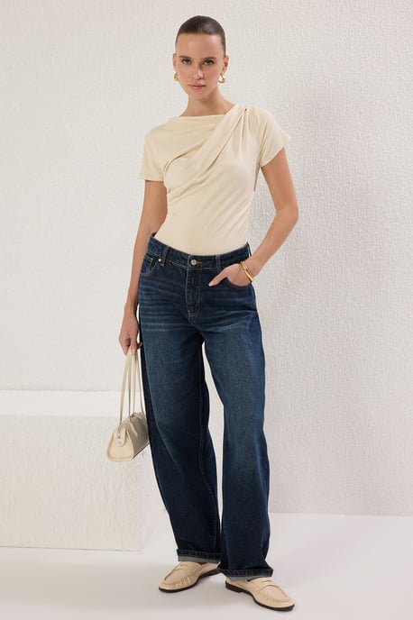 TRENDYOLMİLLA Damen Grau Einfarbig Kurz Tailliert Blusen - Image 6