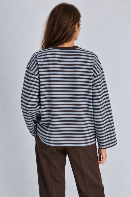 Bipantolon Damen Oversized Sweatshirt mit Streifen und Rundhalsausschnitt - Image 6