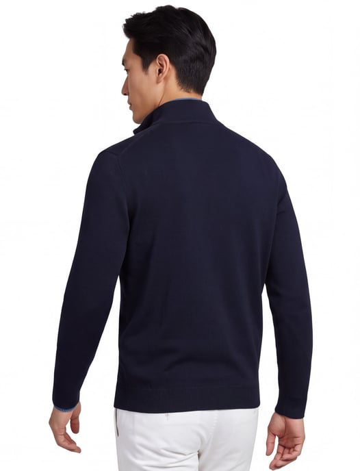 Scotland Blue Pullover Half-Zip Marineblau Normale Passform 100% Baumwolle - Image 2