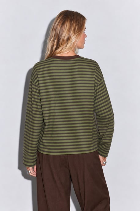 Bipantolon Damen Oversized Sweatshirt mit Streifen und Rundhalsausschnitt - Image 3