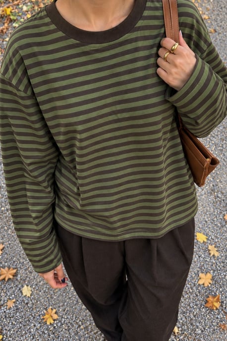 Bipantolon Damen Oversized Sweatshirt mit Streifen und Rundhalsausschnitt - Image 4