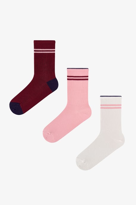 Lange gestreifte Baumwoll-Tennissocken im Paar mit Rundstrick - Image 1