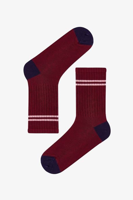 Lange gestreifte Baumwoll-Tennissocken im Paar mit Rundstrick - Image 2