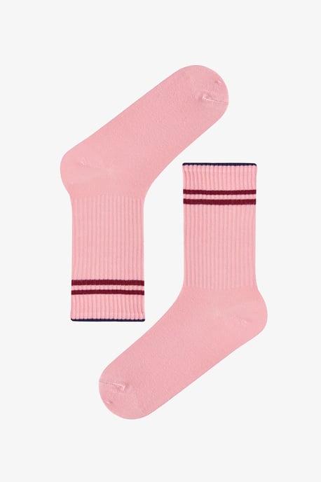 Lange gestreifte Baumwoll-Tennissocken im Paar mit Rundstrick - Image 4