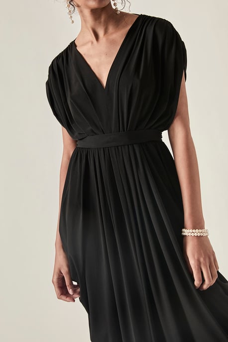 James Lakeland Drapiertes Midikleid mit offenem Rücken – Schwarz - Image 3