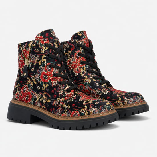 Rieker 72617 Damen-Stiefeletten Schwarz Blumenmuster - Image 2