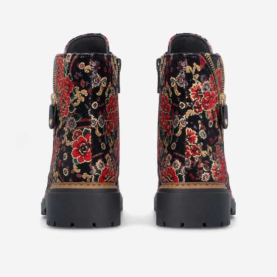 Rieker 72617 Damen-Stiefeletten Schwarz Blumenmuster - Image 4
