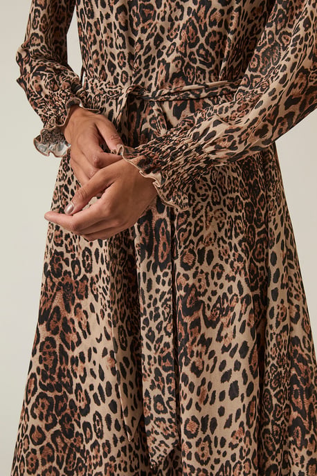 Leopard Maxi Kleid mit Wellensaum - Image 3