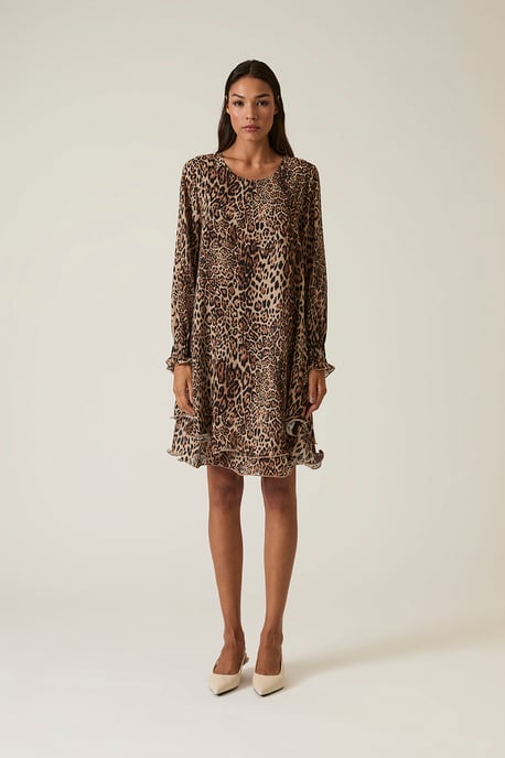 Kleid mit Leopardenprint und wellenförmigem Saum - Image 1