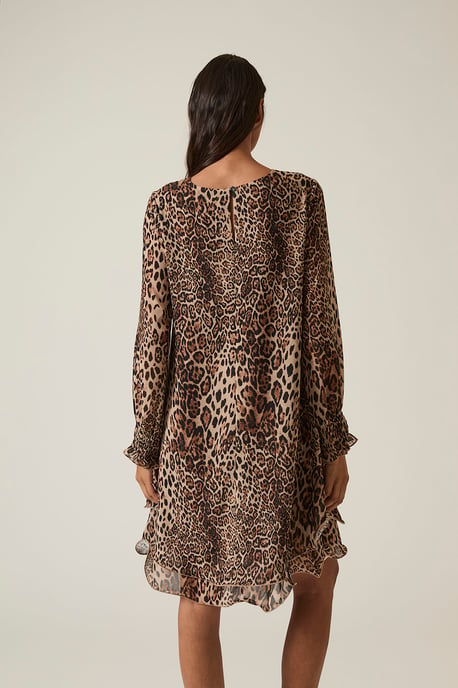 Kleid mit Leopardenprint und wellenförmigem Saum - Image 2