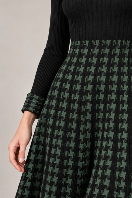 Grünes und schwarzes Hahnentritt-Strickkleid - Image 4